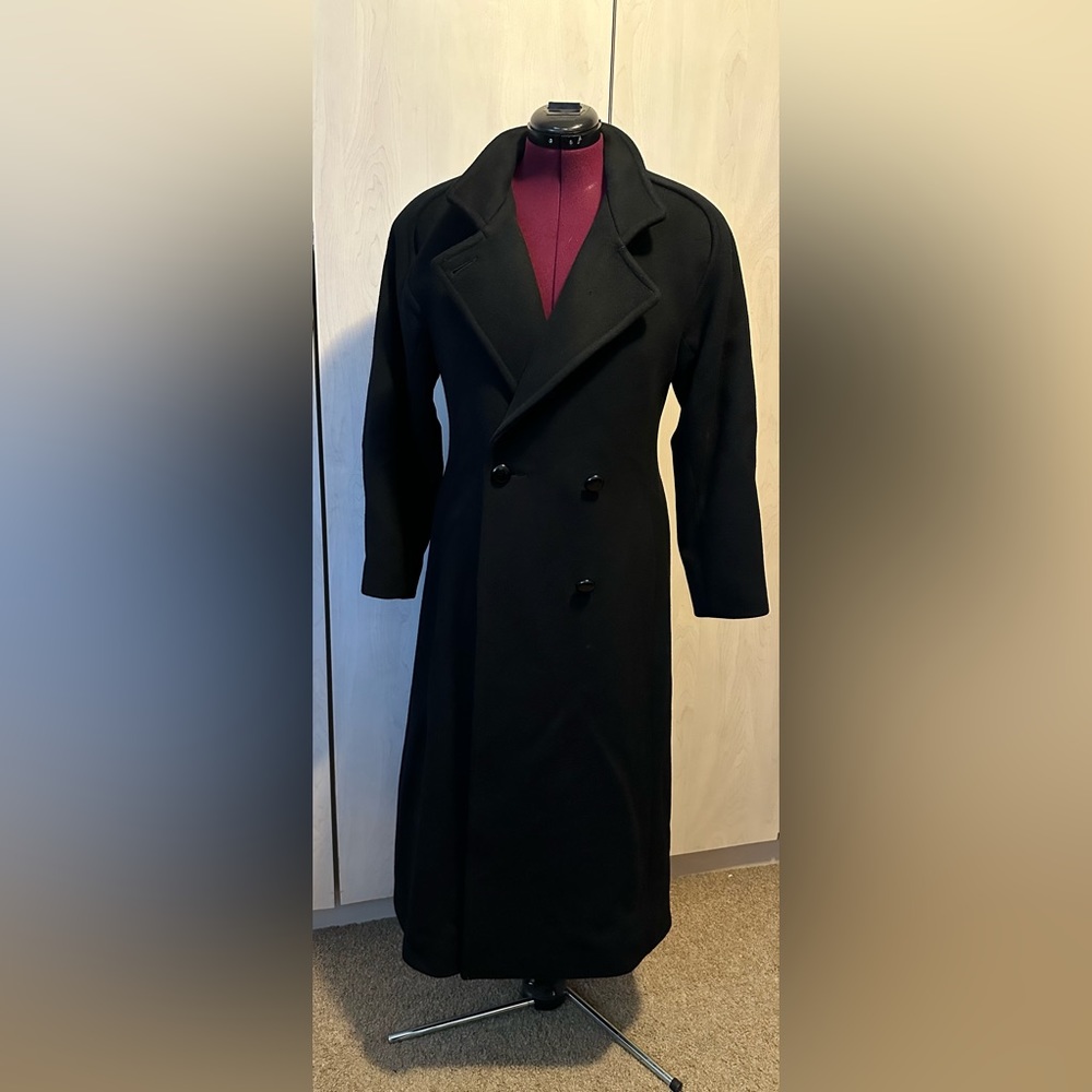 VINTAGE George David Fashions 100% Pure Wool Double Breasted Trench - Fits L/XL